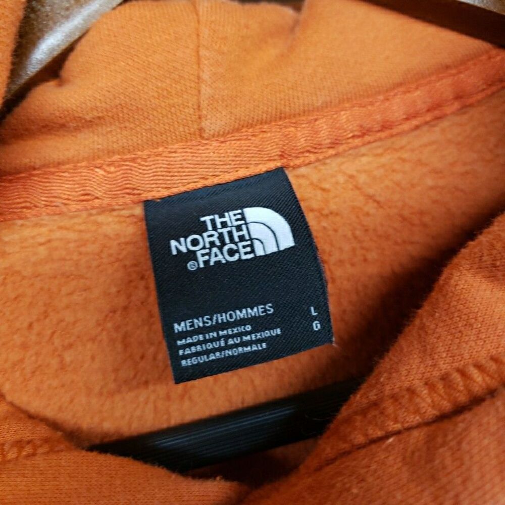 The North Face Men's Large Orange Pullover Hoodie White Big Logo Graphic - Picture 5 of 9